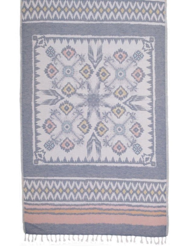 Fouta étnica 100% algodón turco. 445 gr. azul | Salotto
