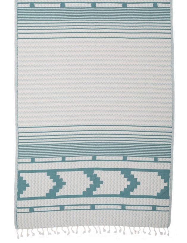 Fouta geométrica 100% algodón turco. 420 gr. verde agua | Salotto