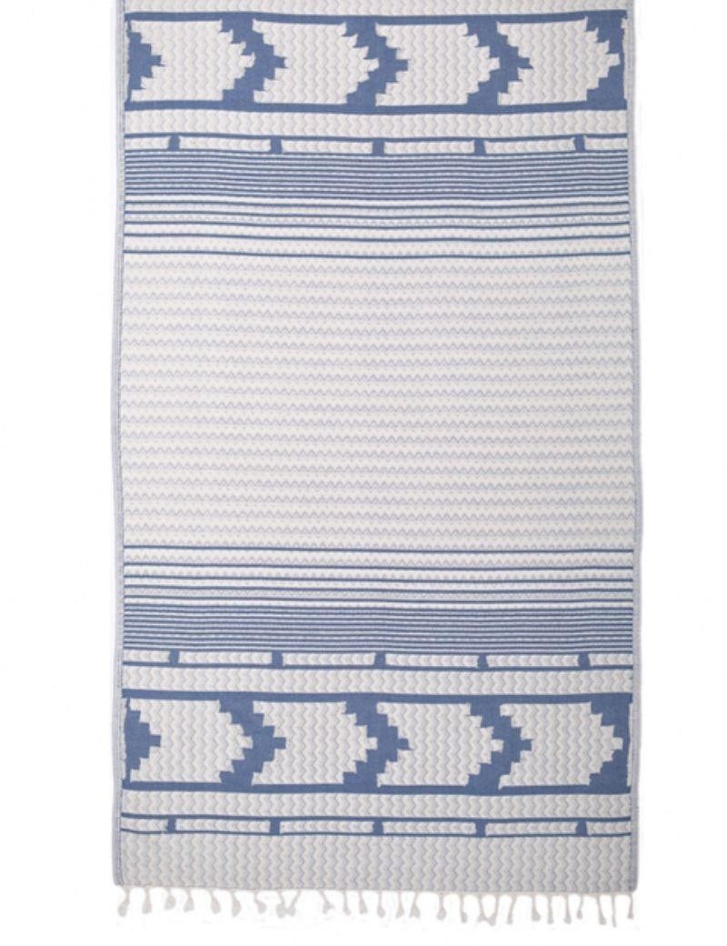 فوتا هندسية 100% قطن تركي. 420 غرام. أزرق جينز | سالوتو