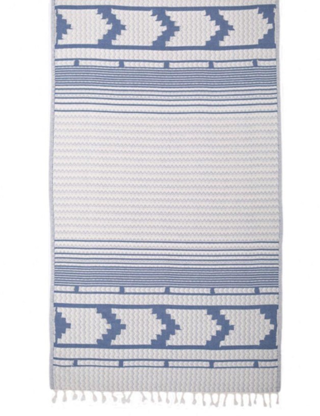 فوتا هندسية 100% قطن تركي. 420 غرام. أزرق جينز | سالوتو