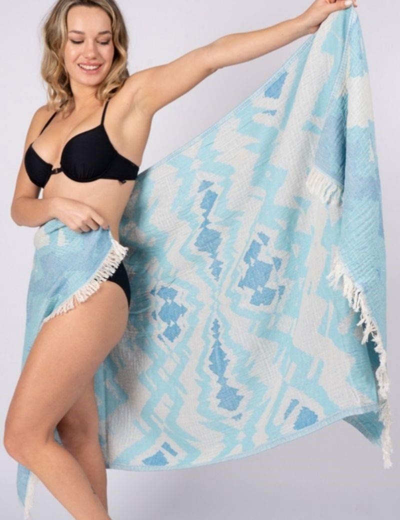 Fouta tie dye 100% Turkish cotton. 420 gr. blue | Salotto