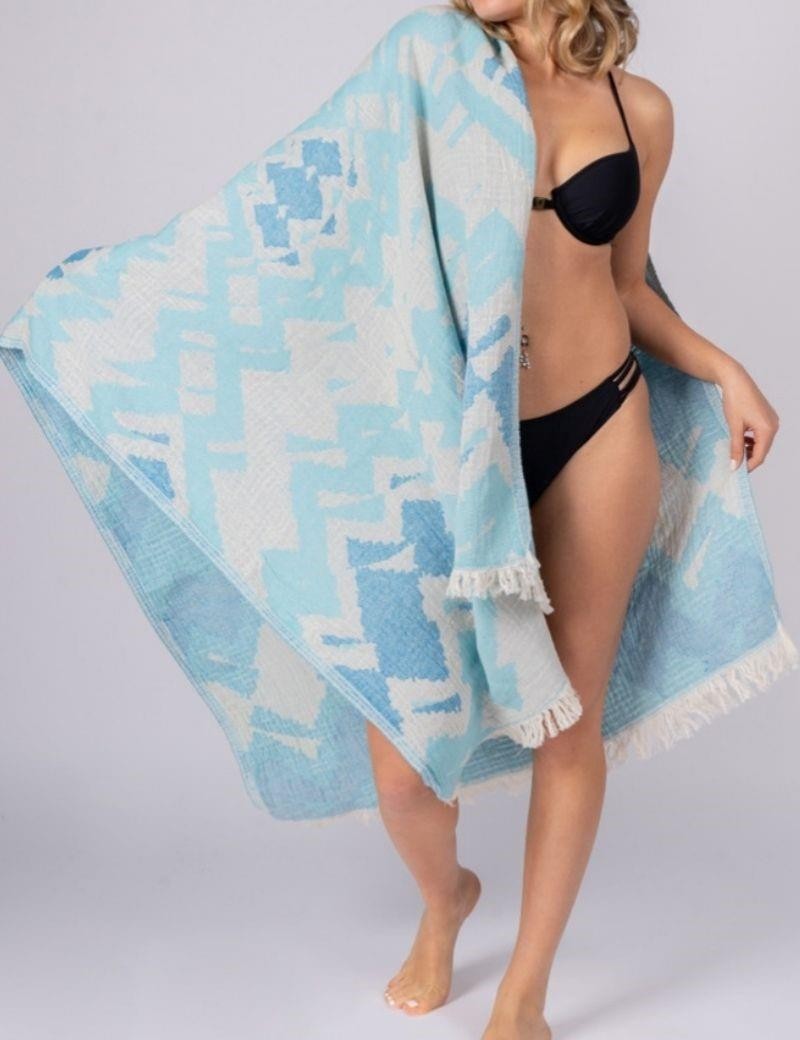 Fouta Tie Dye 100% Baumwolle Türkisch. 420 gr. blau | Salotto