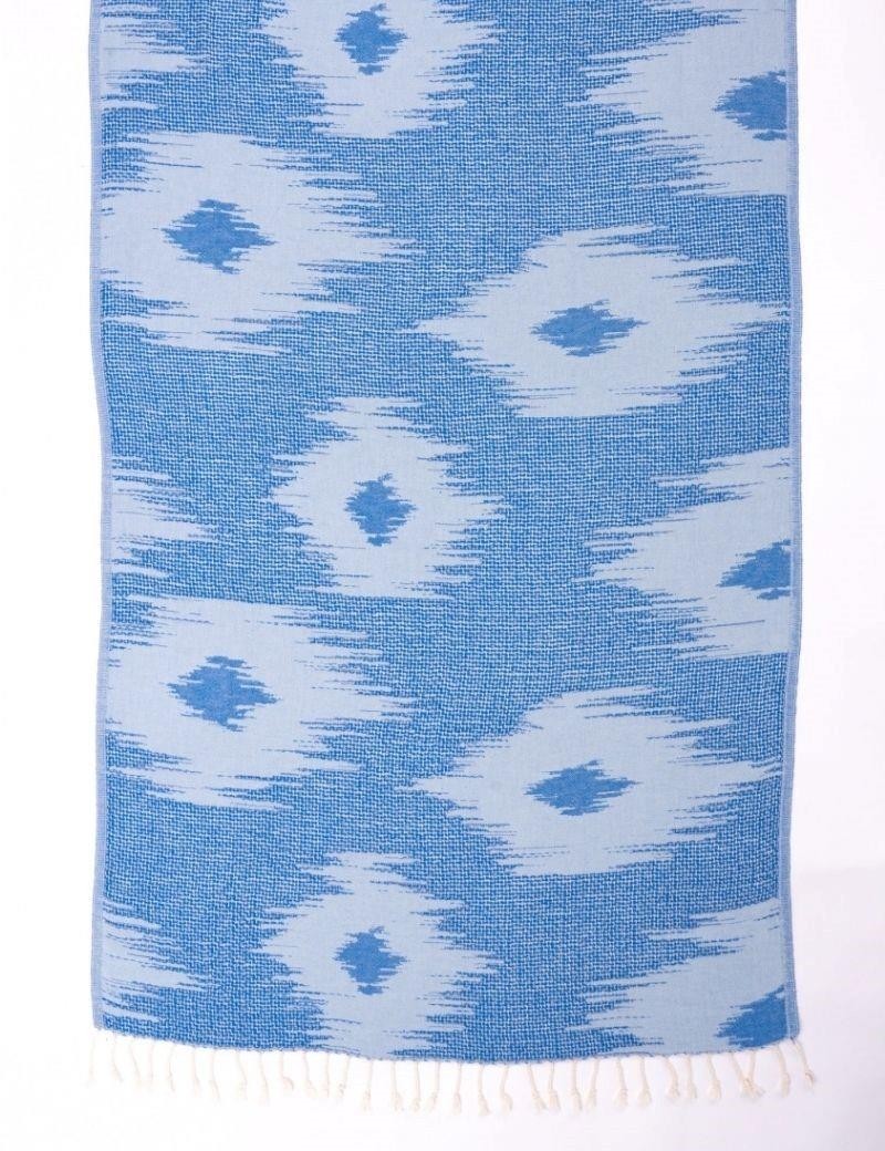 Fouta ikat reversible 100% algodón turco. 390 gr. azul | Salotto