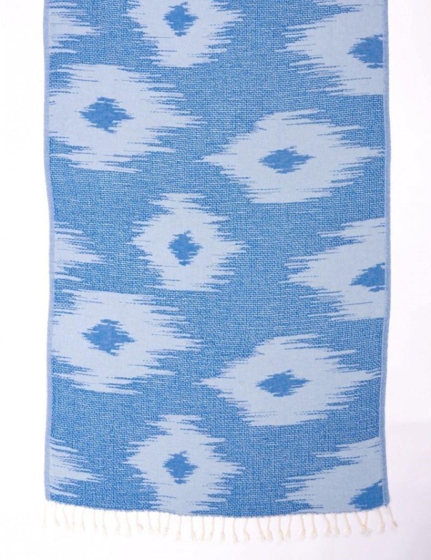 Fouta ikat reversible 100% algodón turco. 390 gr. azul | Salotto