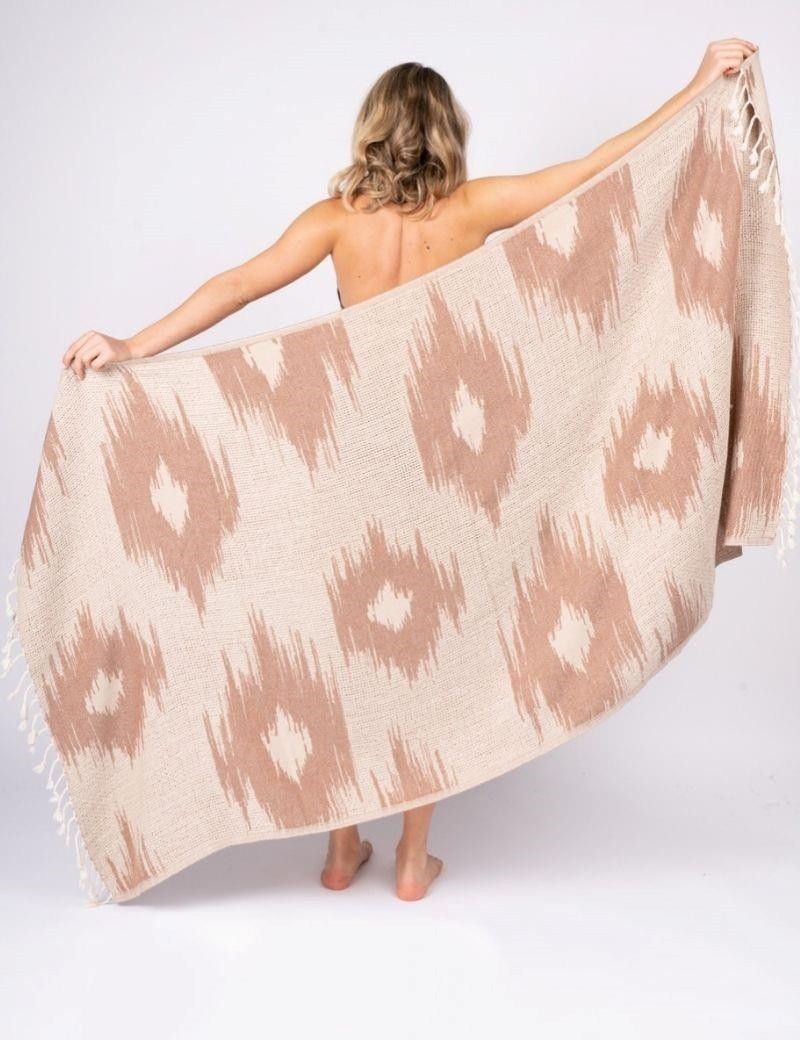 Fouta ikat reversible 100% coton turc. 390 gr. corail | Salotto