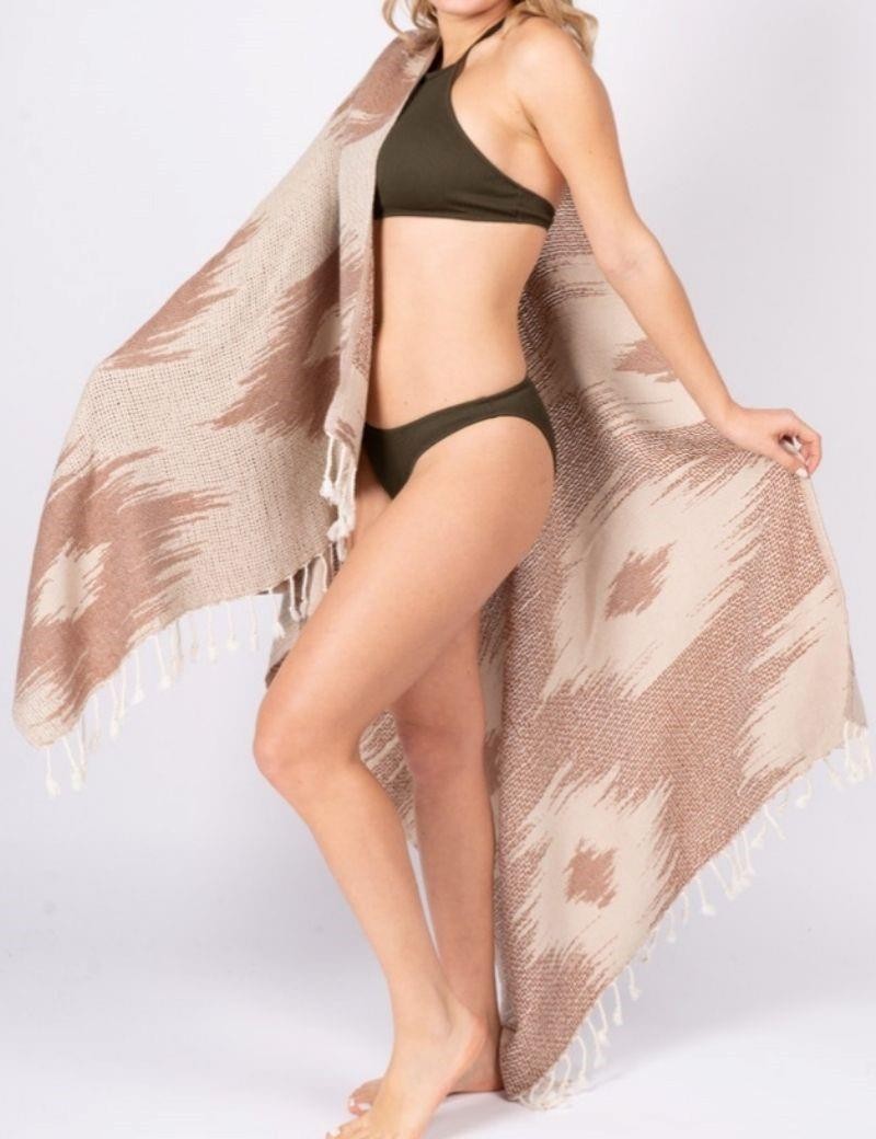 Reversible Fouta Ikat 100% Turkish cotton. 390 gr. coral | Salotto