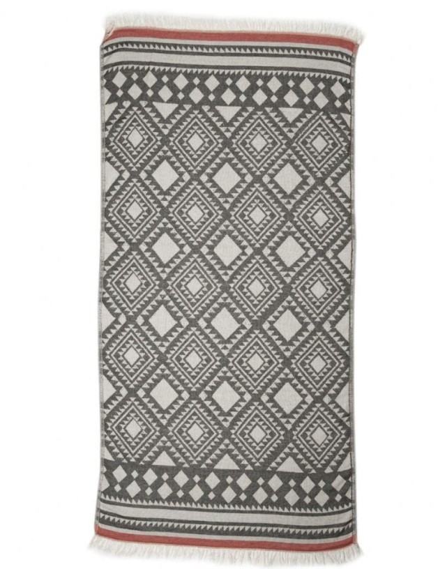 Ethnische Fouta 100% türkische Baumwolle. 310 gr. schwarz | Salotto