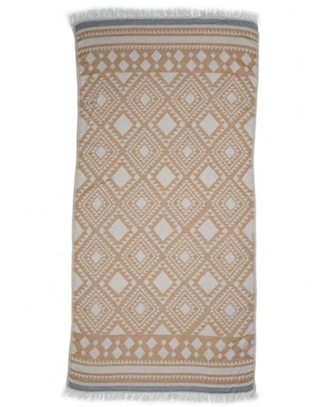 Ethnische Fouta 100% türkische Baumwolle. 310 gr. Kamel | Salotto