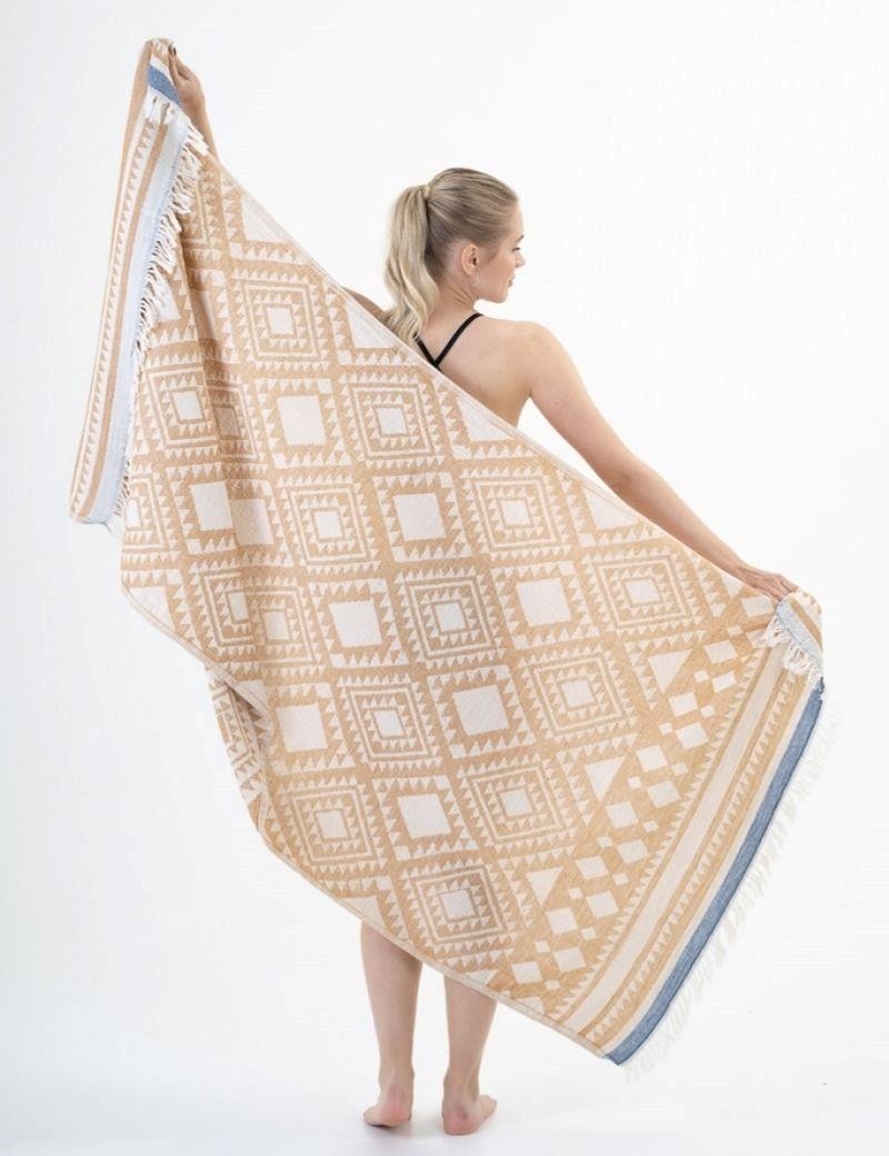 Fouta étnica 100% cotone turco. 310 gr. cammello | Salotto
