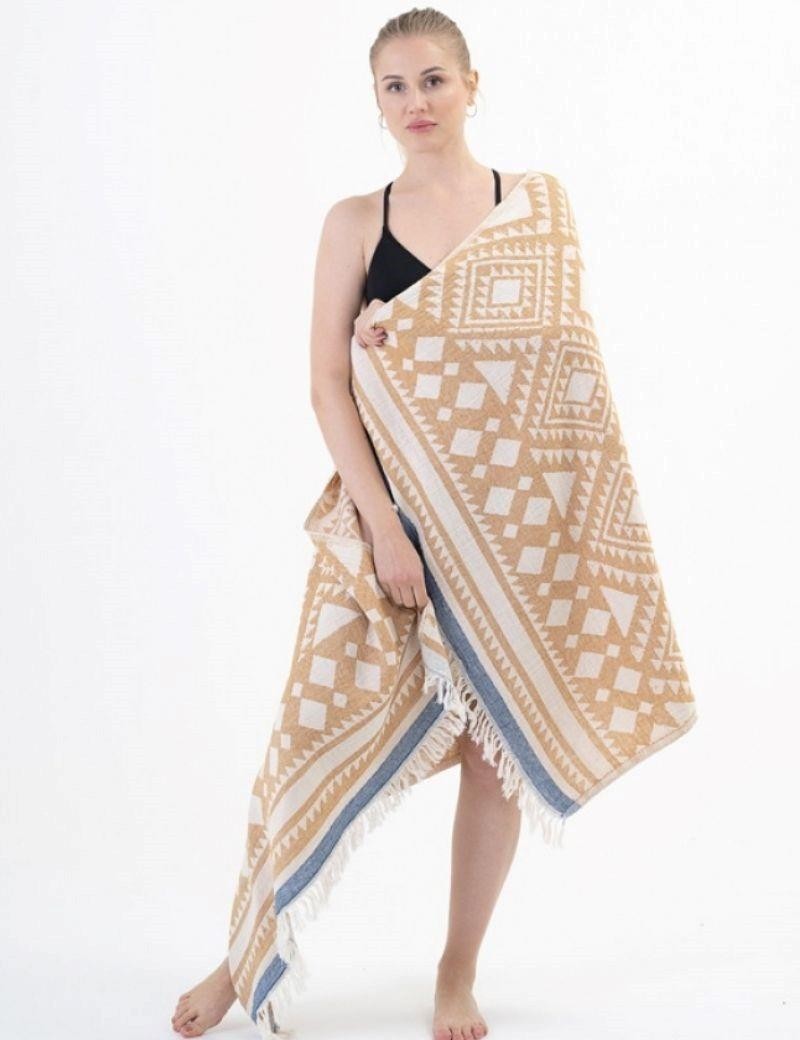 Fouta étnica 100% cotone turco. 310 gr. cammello | Salotto