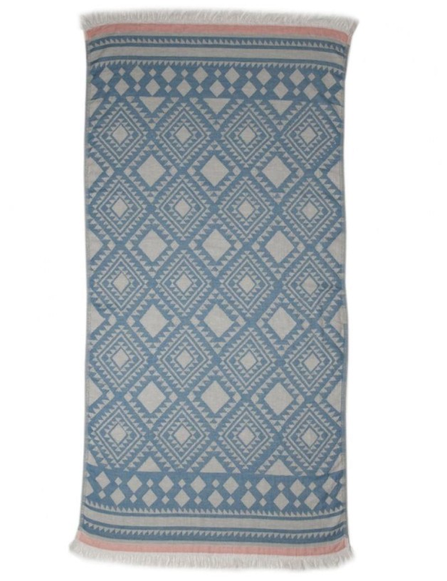 Ethnische Fouta 100% türkische Baumwolle. 310 gr. blau | Salotto