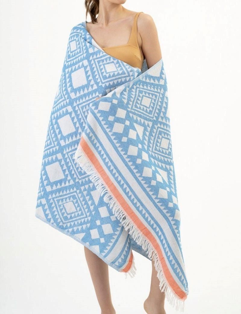 Fouta étnica 100% algodón turco. 310 gr. azul | Salotto