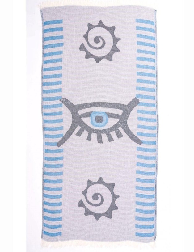 Fouta étnica 100% algodón turco. 310 gr. azul | Salotto