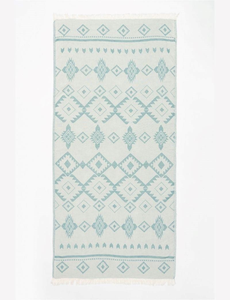Ethnische Fouta 100% türkische Baumwolle. 300 gr. aquagrün | Salotto