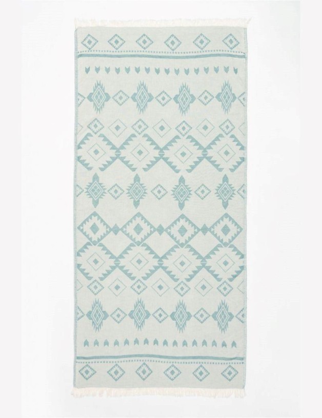 Fouta étnica 100% algodón turco. 300 gr. verde agua | Salotto