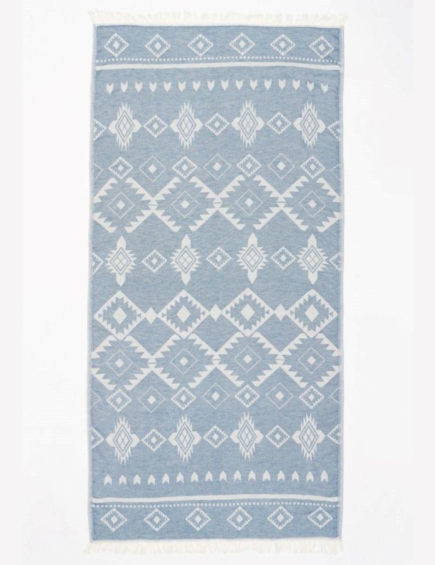 Ethnisches Fouta 100% türkische Baumwolle. 300 gr. blau | Salotto