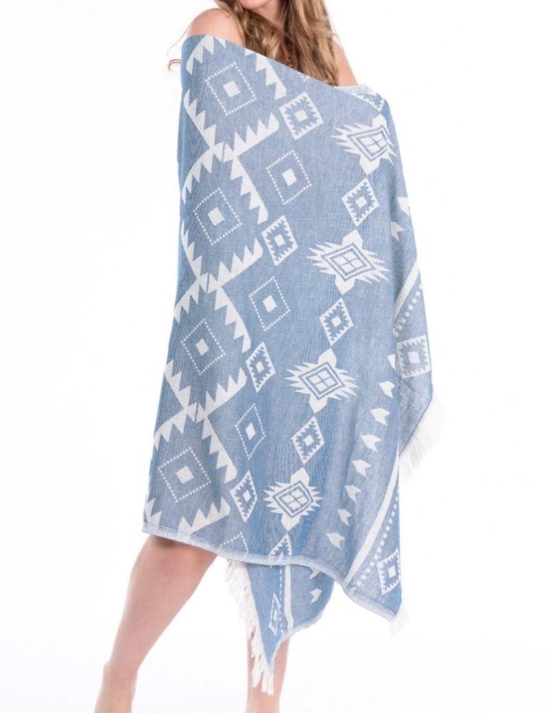 Fouta étnica 100% algodón turco. 300 gr. azul | Salotto