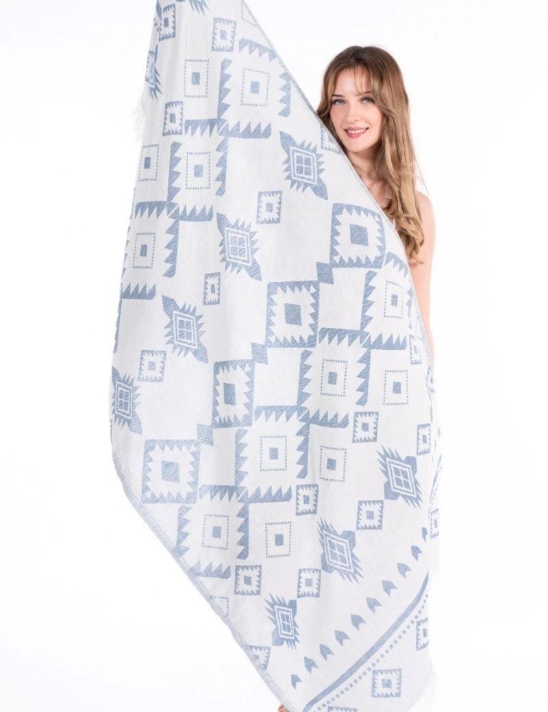 Ethnisches Fouta 100% türkische Baumwolle. 300 gr. blau | Salotto