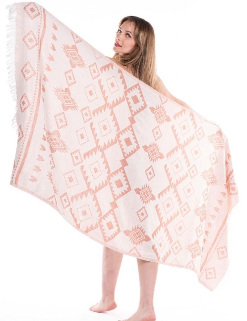 Fouta étnica 100% algodón turco. 300 gr. coral | Salotto