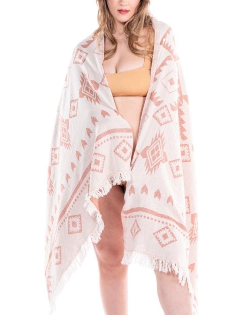 Fouta étnica 100% algodón turco. 300 gr. coral | Salotto