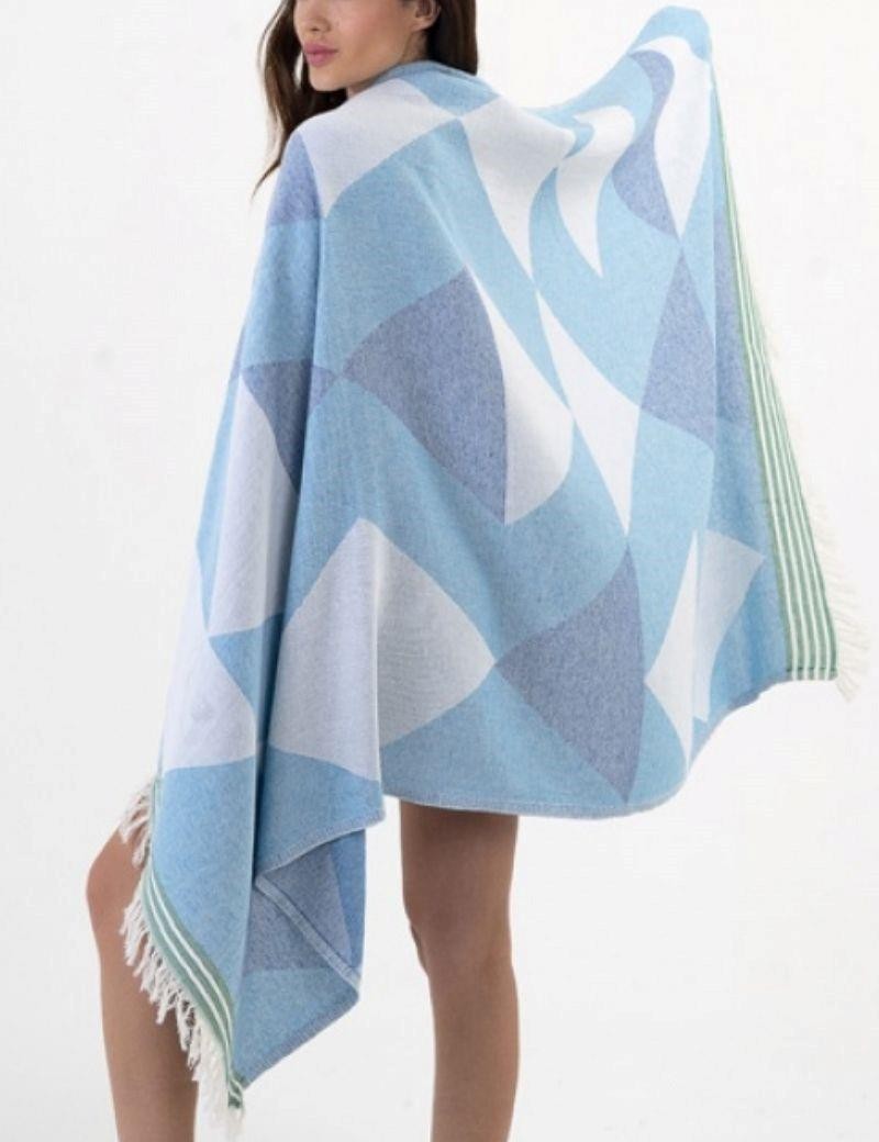 Fouta geométrica 100% algodón turco. 300 gr. azul | Salotto