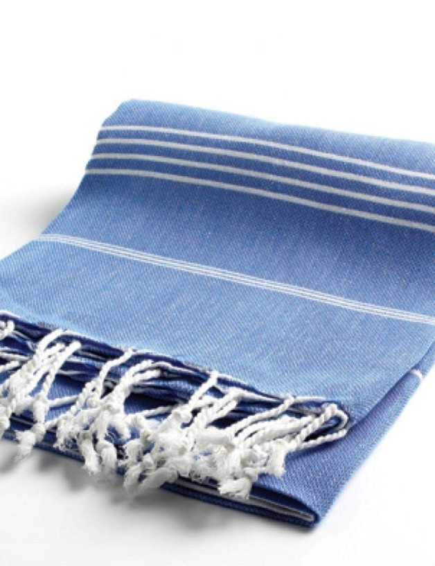 Fouta lists 100% Turkish cotton. 250 gr. royal blue | Salotto