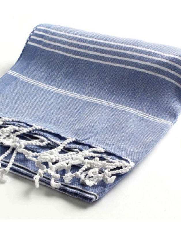 Fouta listas 100% algodón turco. 250 gr. azul vaquero | Salotto