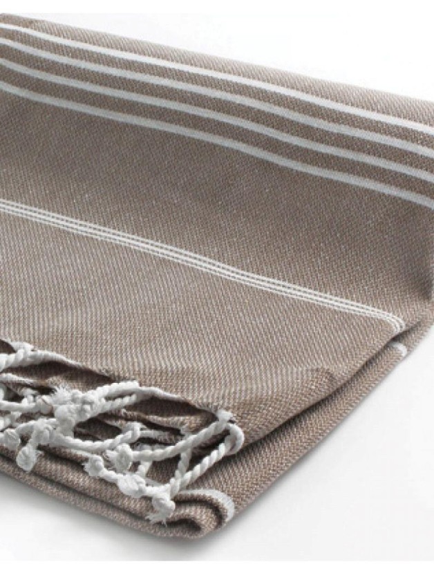 Fouta listas 100% algodón turco. 250 gr. marrón | Salotto