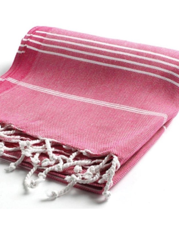 Fouta listas 100% algodón turco. 250 gr. fucsia | Salotto