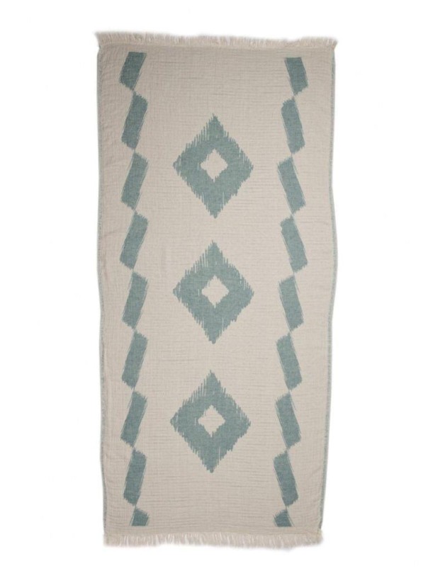 Fouta étnica 100% algodón turco. 390 gr. verde agua | Salotto
