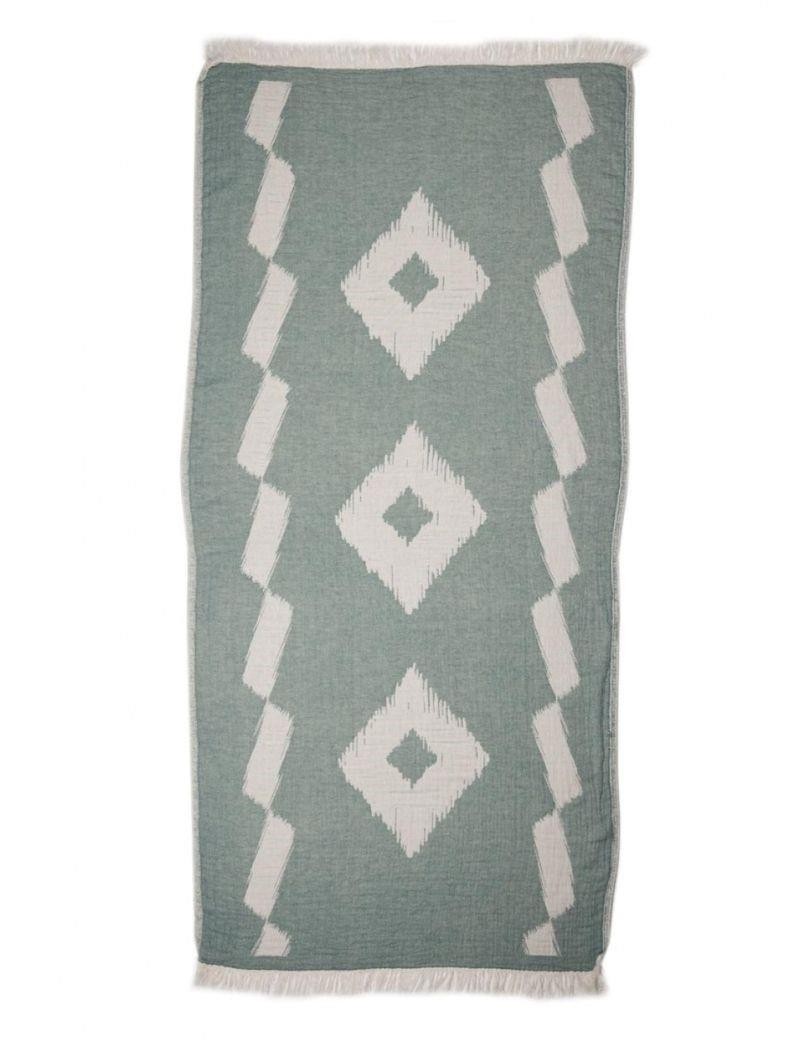 Ethnische Fouta 100% türkische Baumwolle. 390 gr. aquamarin | Salotto