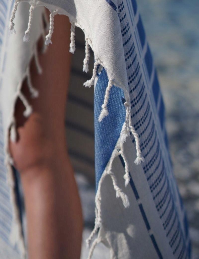 Fouta-Listen 100% türkische Baumwolle. 430 gr. blau | Salotto