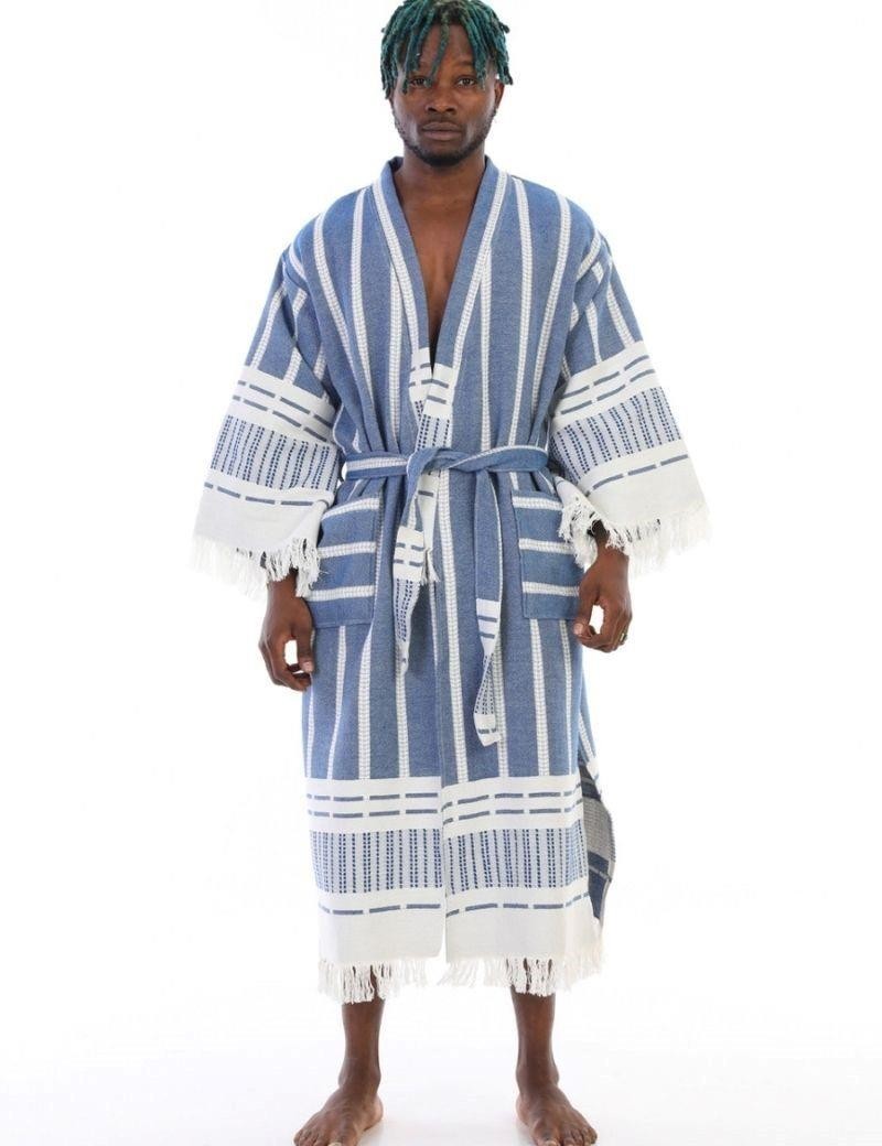 Fouta-Listen 100% türkische Baumwolle. 430 gr. blau | Salotto