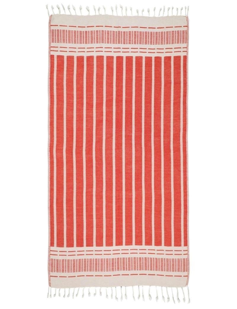 Fouta lists 100% Turkish cotton. 430 gr. red | Salotto
