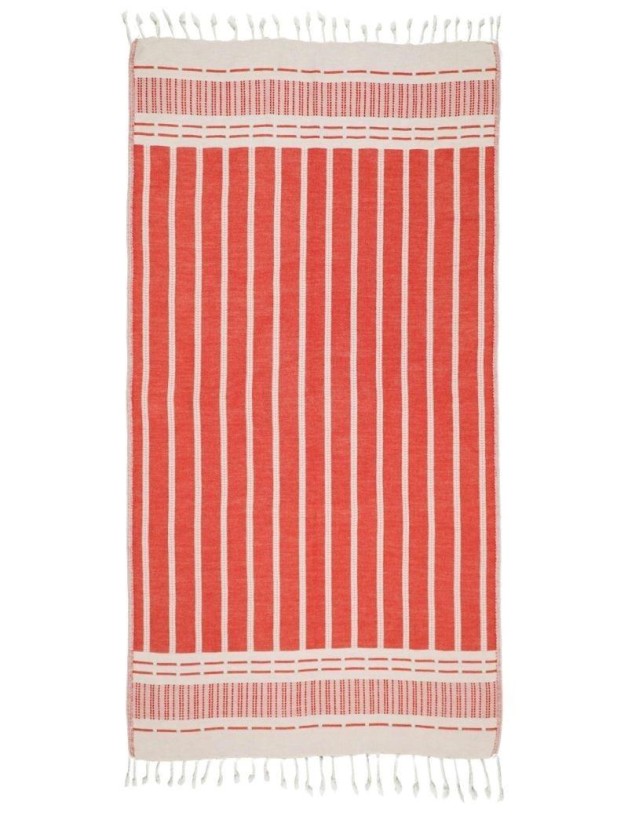 Fouta lists 100% Turkish cotton. 430 gr. red | Salotto