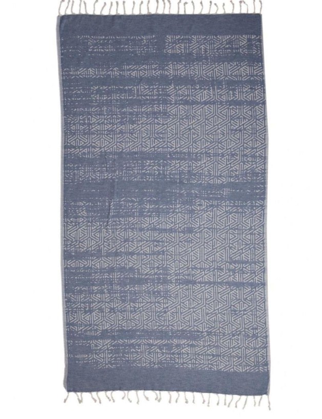 Fouta ethnique 100% coton turc. 430 gr. bleu | Salotto