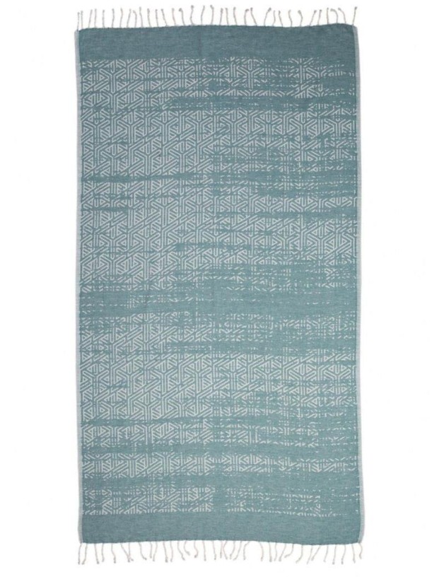 Fouta étnica 100% algodón turco. 430 gr. verde agua | Salotto