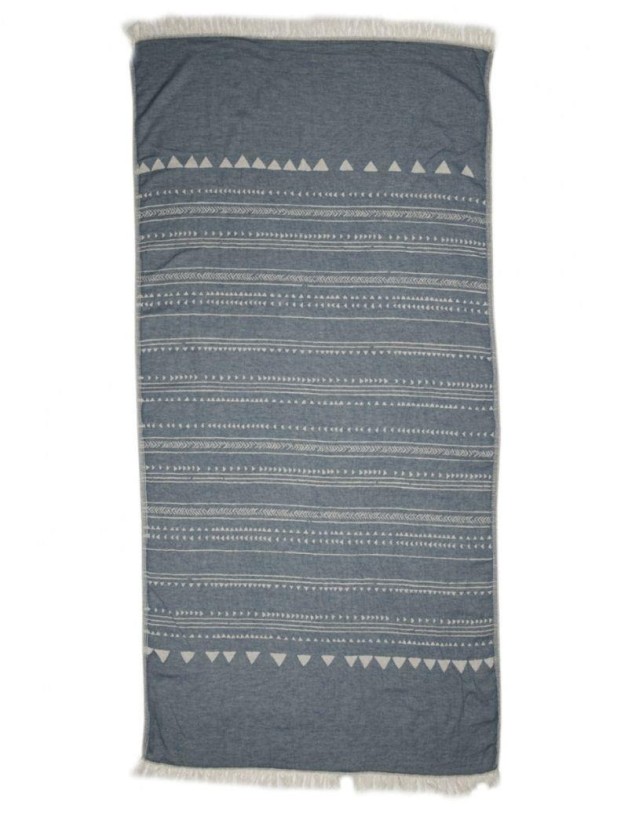 Fouta étnica 100% algodón turco. 450 gr. azul vaquero | Salotto