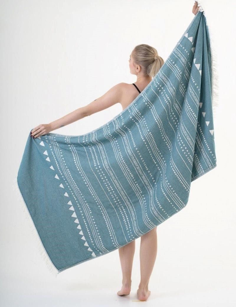 Fouta étnica 100% algodón turco. 450 gr. verde acqua | Salotto