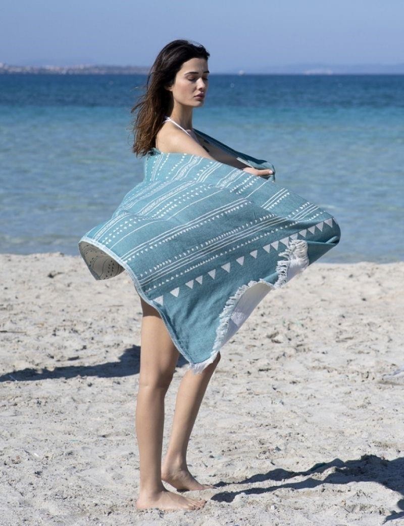 Fouta étnica 100% algodón turco. 450 gr. verde agua | Salotto