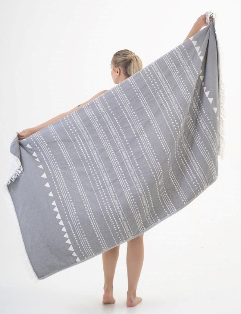 Ethnische Fouta 100% türkische Baumwolle. 450 gr. grau | Salotto