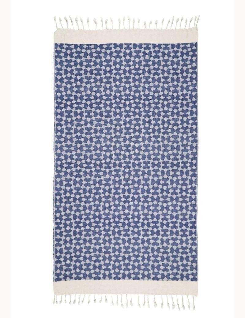 Fouta geométrica 100% algodón turco. 380 gr. azul vaquero | Salotto