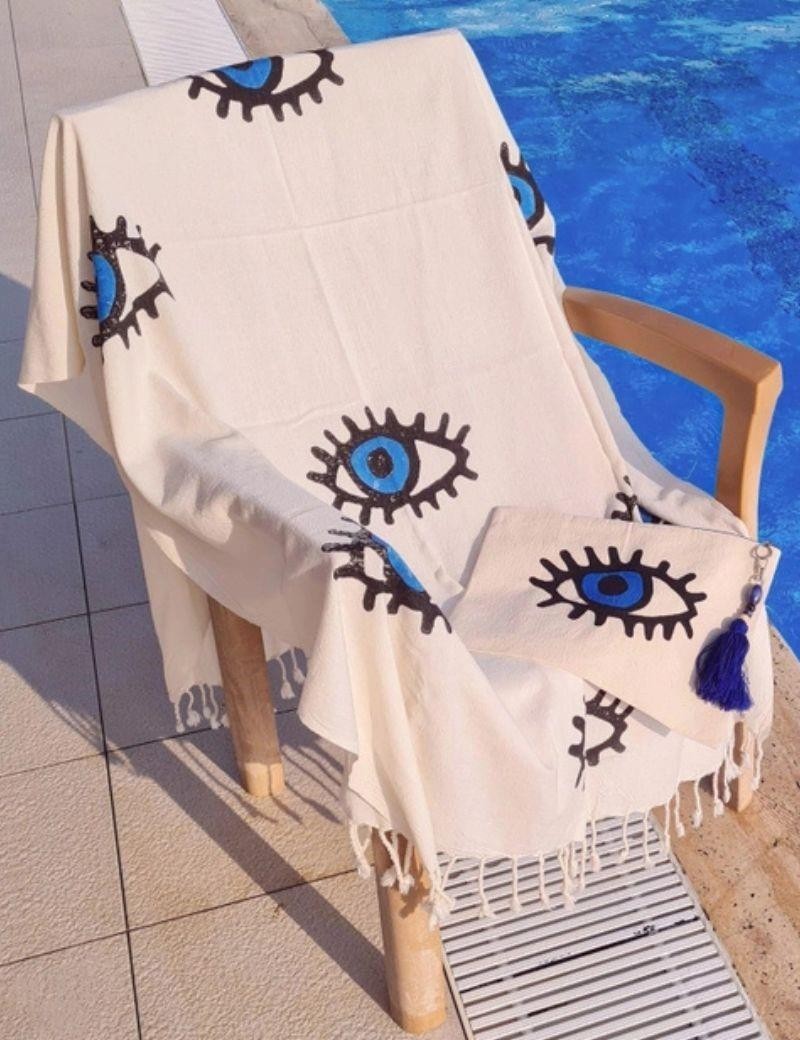 Fouta occhio 100% cotone turco. 330 gr. blu klein | Salotto