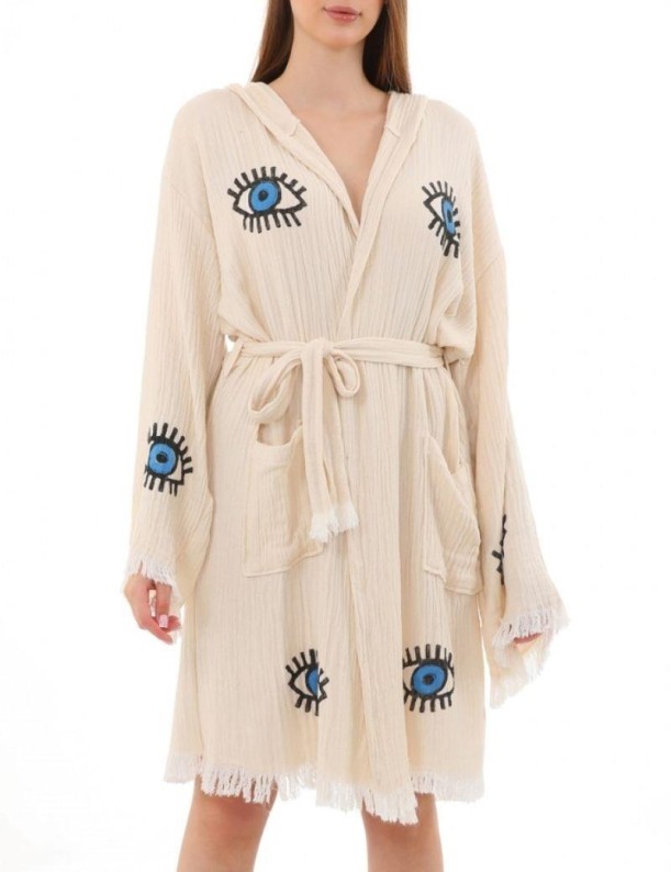 Albornoz ojo turco muselina azul klein | Salotto