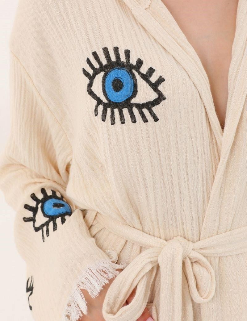 Albornoz ojo turco muselina azul klein | Salotto