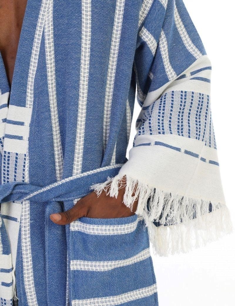 Albornoz listas 100% algodón turco. 430 gr. azul | Salotto