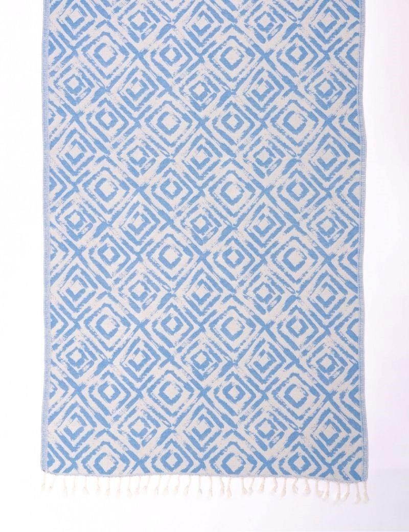 Albornoz estampado geométrico 100% algodón turco. azul jeans | Salotto