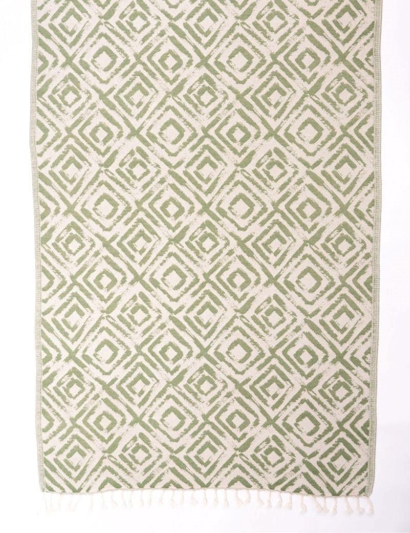 Albornoz estampado geométrico 100% algodón turco. verde caqui | Salotto