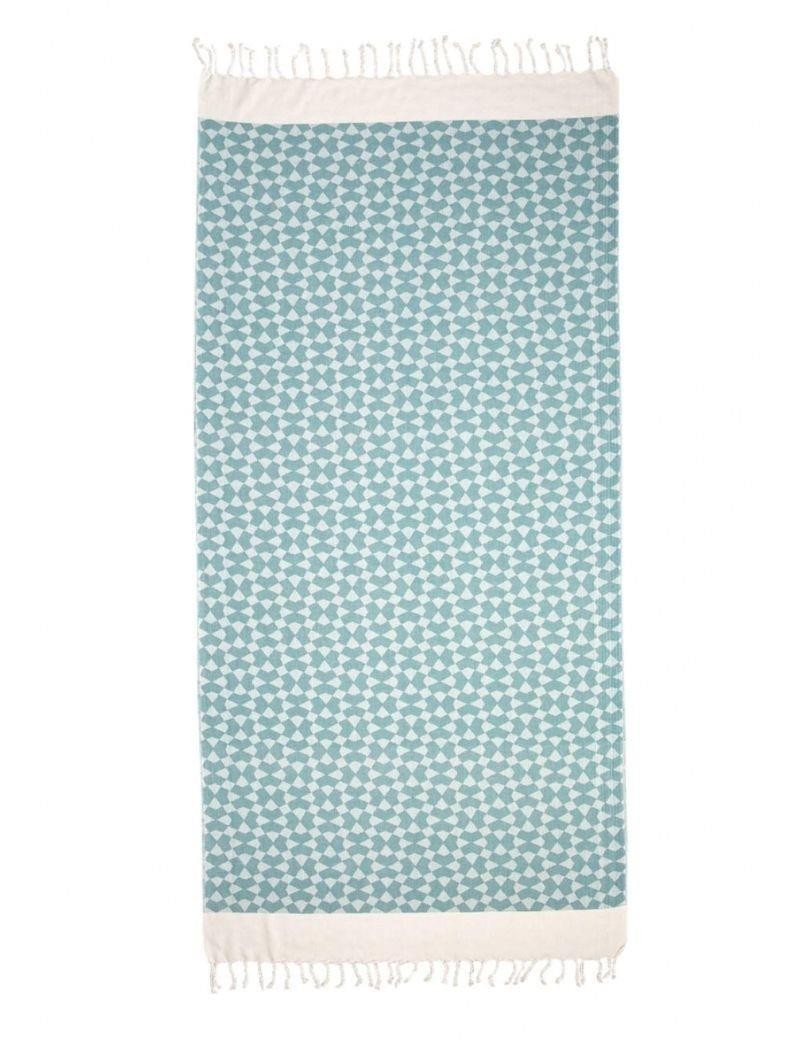 Albornoz estampado geométrico 100% algodón turco verde agua | Salotto