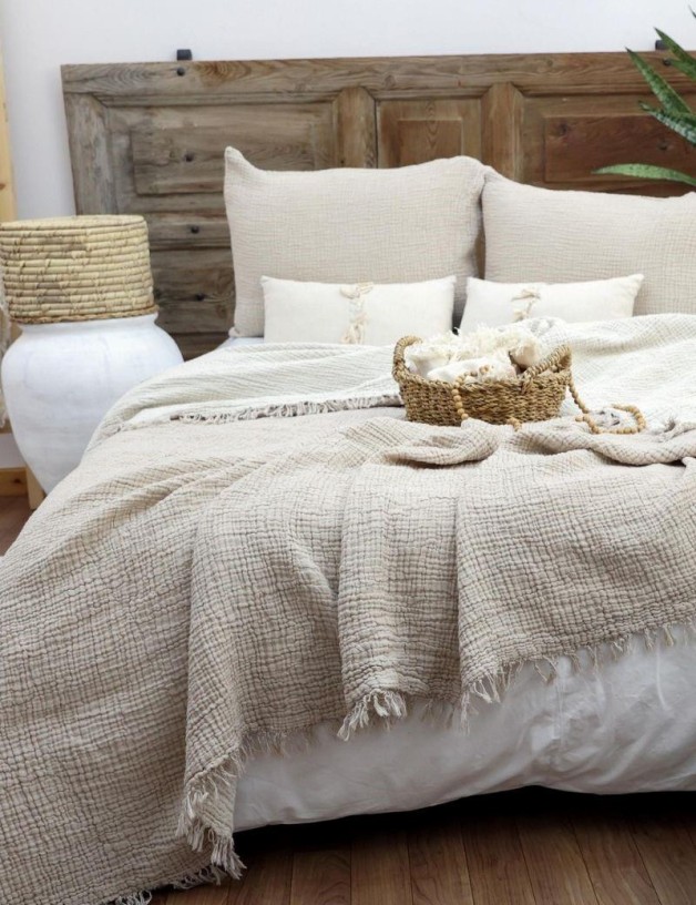Colcha cama doble muselina 220x240 cm arena | Salotto